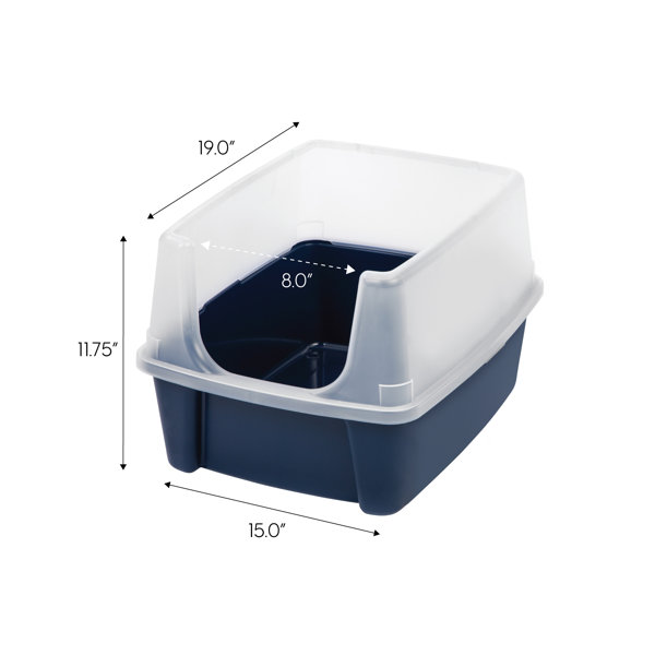 IRIS USA OpenTop Cat Litter Box with Shield, Navy & Reviews Wayfair